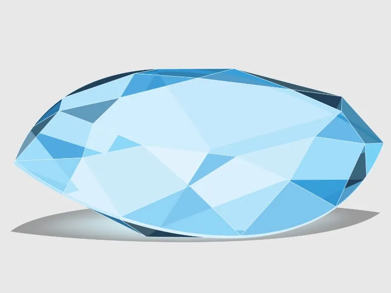 A March Aquamarine gemstone on a white background.